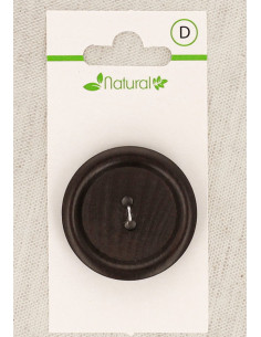 Donkere houten knoop met 1 knoopsgat 34 mm 2 gaten - Rond