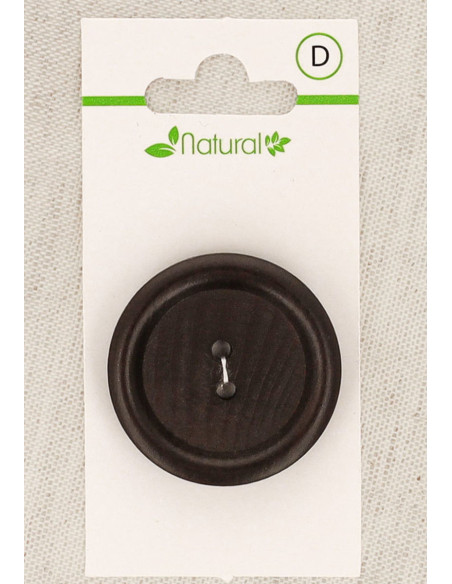 Donkere houten knoop met 1 knoopsgat 34 mm 2 gaten - Rond
