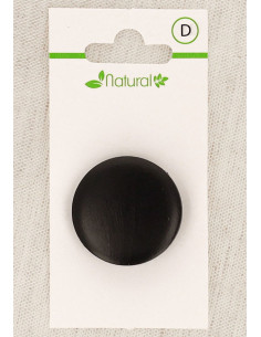 Donkerhouten knoop met 1 gat 28 mm met steel - Rond