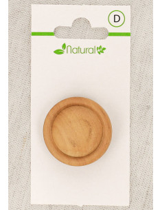 Kaart met 1 knoop van natuurlijk hout 28 mm met staart - Ronde reliëf
