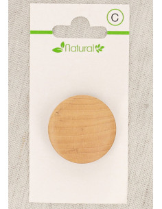Kaart met 1 knoop van natuurlijk hout 28 mm met steel - Rond