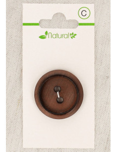 Donkere houten knoop met 1 knoopsgat 28 mm 2 gaten - Rond