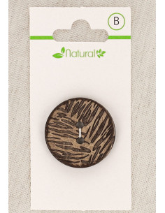 Kaart met 1 natuurlijke houten knoop 28 mm 2 gaten - Bladmotief