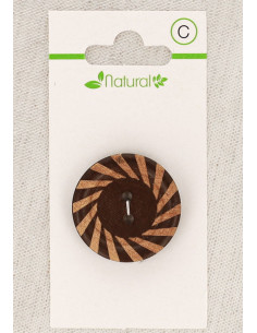 Kaart met 1 tweekleurige houten knoop 28 mm 2 gaten - Rond