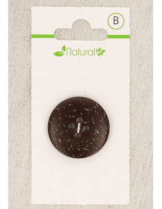 Donkere houten knoop met 1 knoop, 25 mm, 4 gaten - Rond