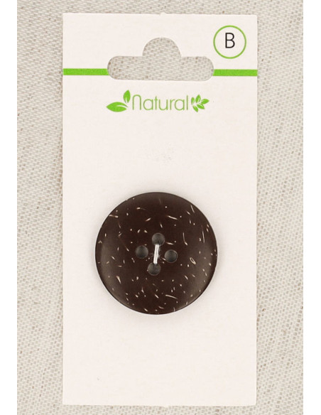 Donkere houten knoop met 1 knoop, 25 mm, 4 gaten - Rond