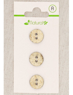 Kaart met 3 knopen in ecru en beige 13 mm 2 gaten - Gemarmerd