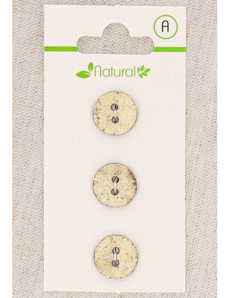 Kaart met 3 knopen in ecru en beige 13 mm 2 gaten - Gemarmerd