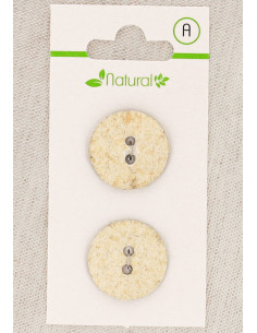 Kaart met 2 knopen in ecru en beige 20 mm 2 gaten - Gemarmerd