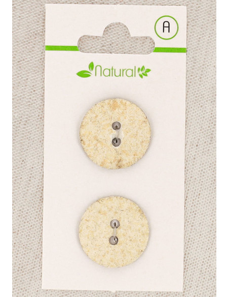 Kaart met 2 knopen in ecru en beige 20 mm 2 gaten - Gemarmerd