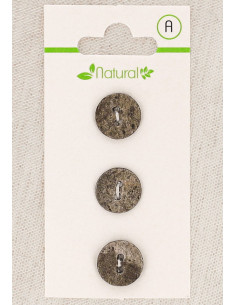 Kaart met 3 taupe knopen 13 mm 2 gaten - Getextureerd