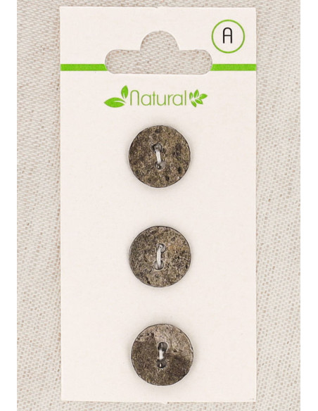 Kaart met 3 taupe knopen 13 mm 2 gaten - Getextureerd