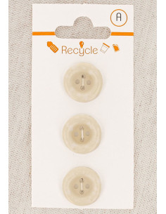 Kaart met 3 crèmekleurige knopen 15 mm 4 gaten - Gerolde rand