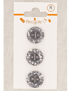 Kaart met 3 grijze knopen 15 mm 4 gaten - Gerolde rand