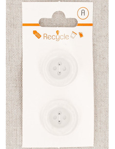Kaart met 2 witte knopen van 20 mm met 4 gaten - Omgezoomde rand