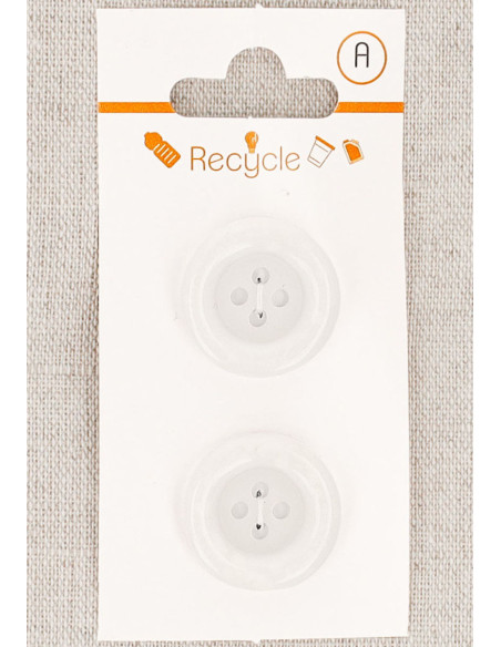 Kaart met 2 witte knopen van 20 mm met 4 gaten - Omgezoomde rand