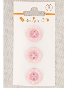 Kaart met 3 roze knopen 15 mm 4 gaten - Gerolde rand terrazzo