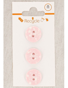 Kaart met 3 roze knopen 15 mm 2 gaten - Terrazzo