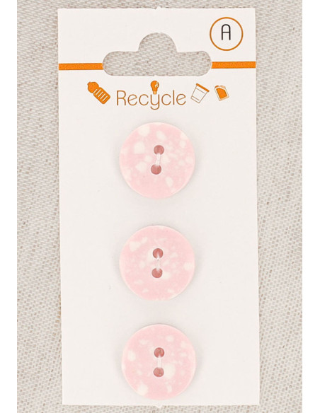 Kaart met 3 roze knopen 15 mm 2 gaten - Terrazzo