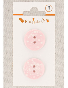 Kaart met 2 roze knopen 20 mm 2 gaten - Terrazzo