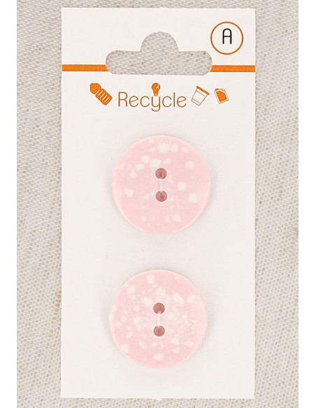 Kaart met 2 roze knopen 20 mm 2 gaten - Terrazzo