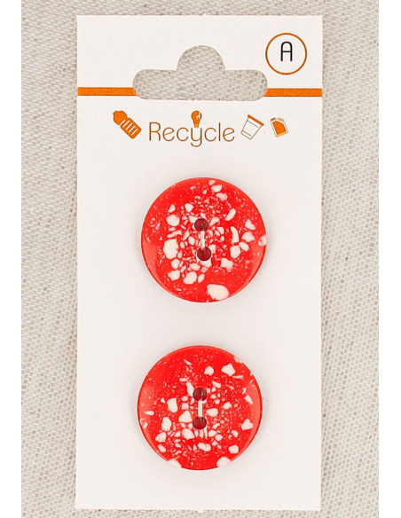 Kaart met 2 rode knopen 20 mm 2 gaten - Terrazzo