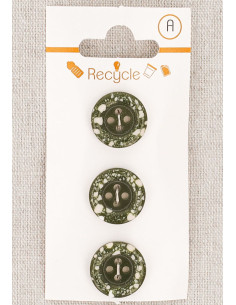 Kaart met 3 kaki knopen van 15 mm met 4 gaten - Gerolde rand terrazzo