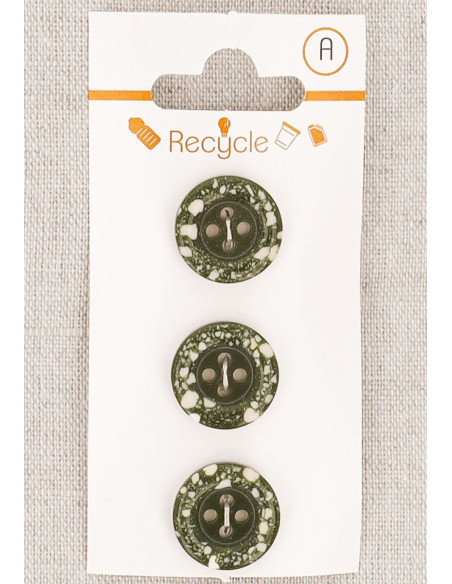Kaart met 3 kaki knopen van 15 mm met 4 gaten - Gerolde rand terrazzo