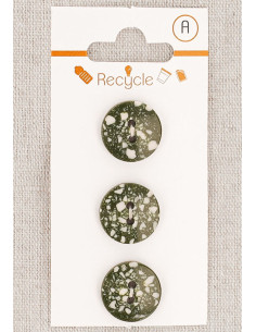 Kaart met 3 kaki knopen van 15 mm met 2 gaten - Terrazzo