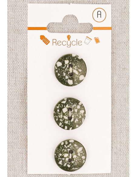 Kaart met 3 kaki knopen van 15 mm met 2 gaten - Terrazzo