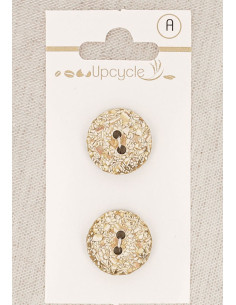 Kaart met 2 beige knopen 18 mm 2 gaten - Gespikkeld
