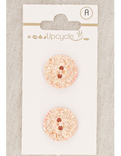 Kaart met 2 roze knopen 18 mm 2 gaten - Gespikkeld