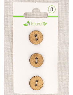 Kaart met 3 beige knopen 13 mm 2 gaten - Getextureerd