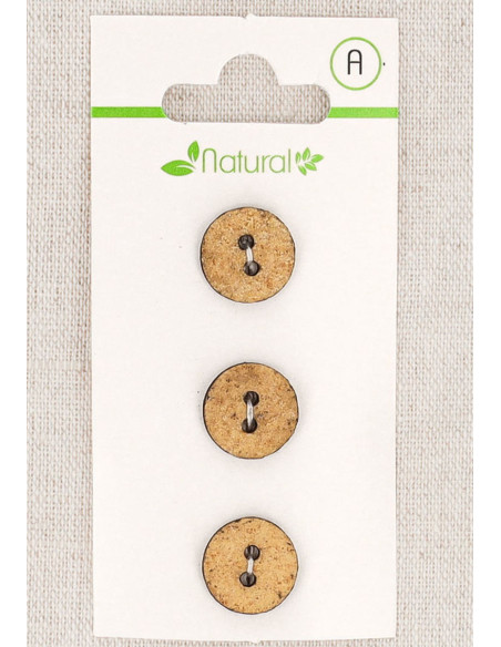 Kaart met 3 beige knopen 13 mm 2 gaten - Getextureerd