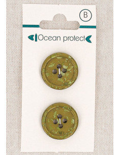 Kaart met 2 kaki knopen 20 mm 4 gaten - Fantasieën