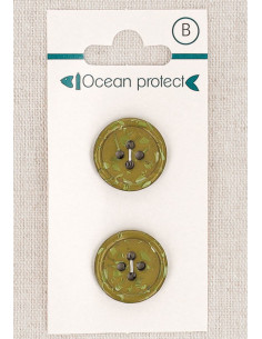 Kaart met 2 kaki knopen 18 mm 4 gaten - Fantasieën