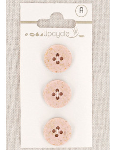 Kaart met 3 roze knopen 15 mm 4 gaten - Rijstkorrels