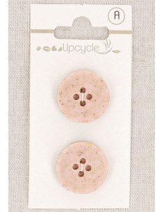 Kaart met 2 roze knopen 20 mm 4 gaten - Rijstkorrels