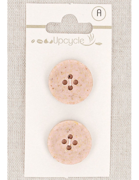 Kaart met 2 roze knopen 20 mm 4 gaten - Rijstkorrels