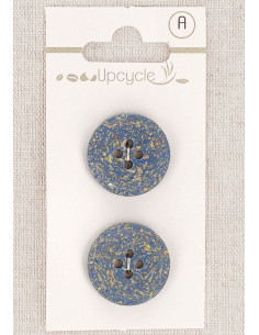 Kaart met 2 blauwe knopen 20 mm 4 gaten - Rijstkorrels
