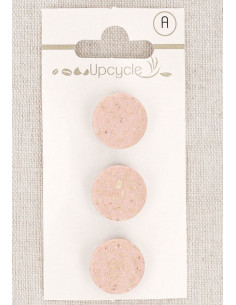 Kaart met 3 roze knopen van 15 mm met steel - Rijstkorrels
