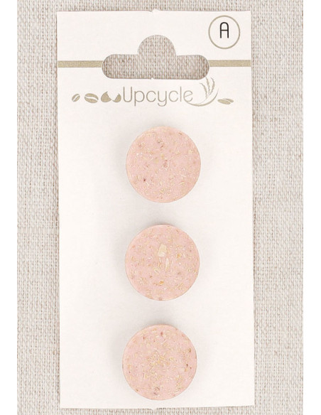 Kaart met 3 roze knopen van 15 mm met steel - Rijstkorrels