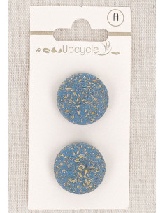 Kaart met 2 blauwe knopen van 20 mm met steel - Rijstkorrels