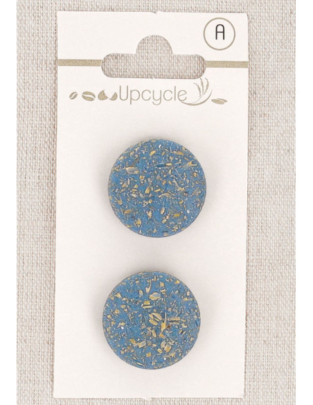 Kaart met 2 blauwe knopen van 20 mm met steel - Rijstkorrels
