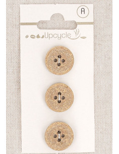 Kaart met 3 beige knopen 15 mm 4 gaten - Fantasieën