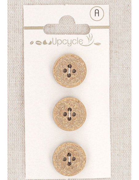 Kaart met 3 beige knopen 15 mm 4 gaten - Fantasieën