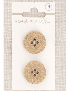 Kaart met 2 beige knopen van 20 mm met 4 gaten - Fantasieën