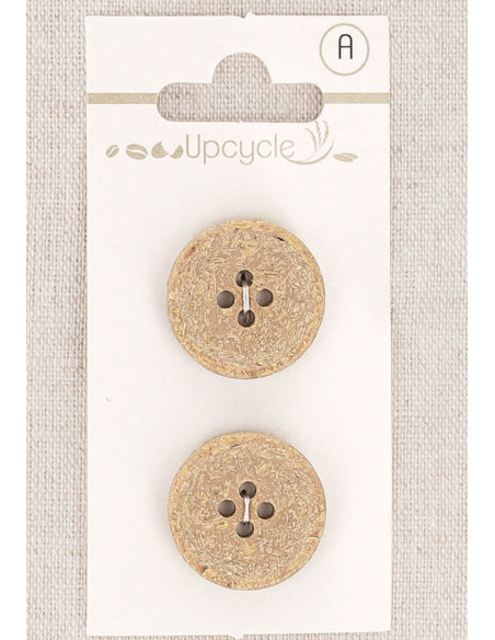 Kaart met 2 beige knopen van 20 mm met 4 gaten - Fantasieën