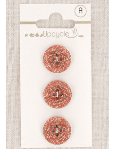 Kaart met 3 koperen knopen 15 mm 4 gaten -Fantasieën