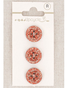 Kaart met 3 koperen knopen 15 mm 4 gaten - Fantasieën met omgezoomde rand